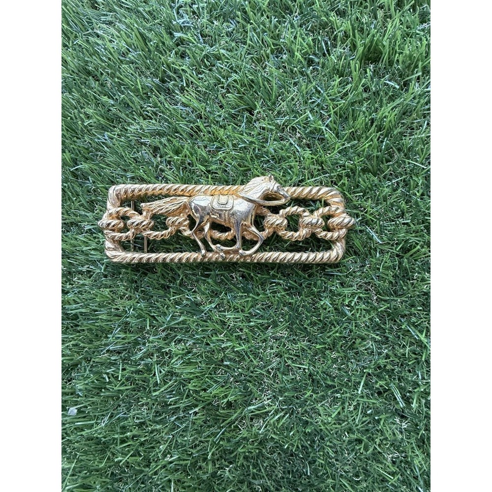 Vintage Mimi Di N 1988 Gold Horse Belt Buckle and Latch